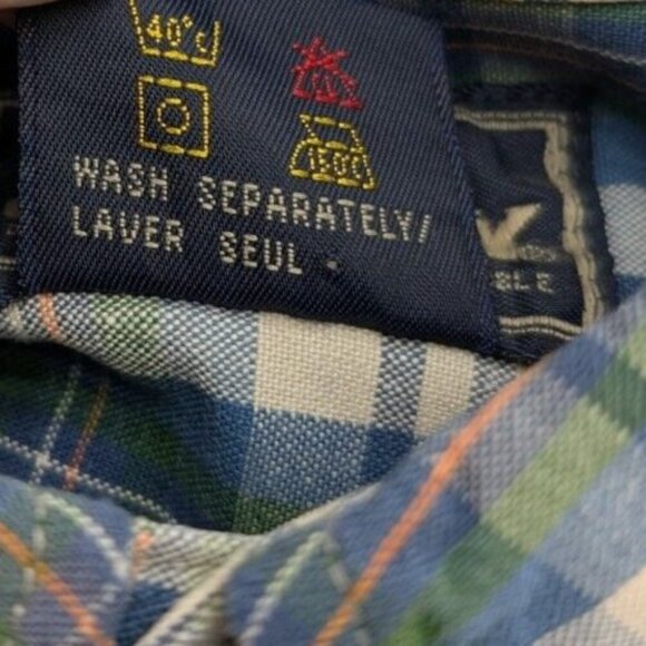 North Country Men's Shirt Size L Blue Beige Plaid Short Sleeve Button-Up - Picture 9 of 16